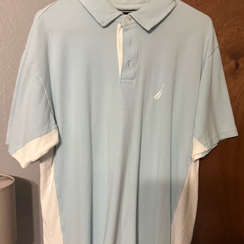 Nautica Sky Blue Polo with White Trim